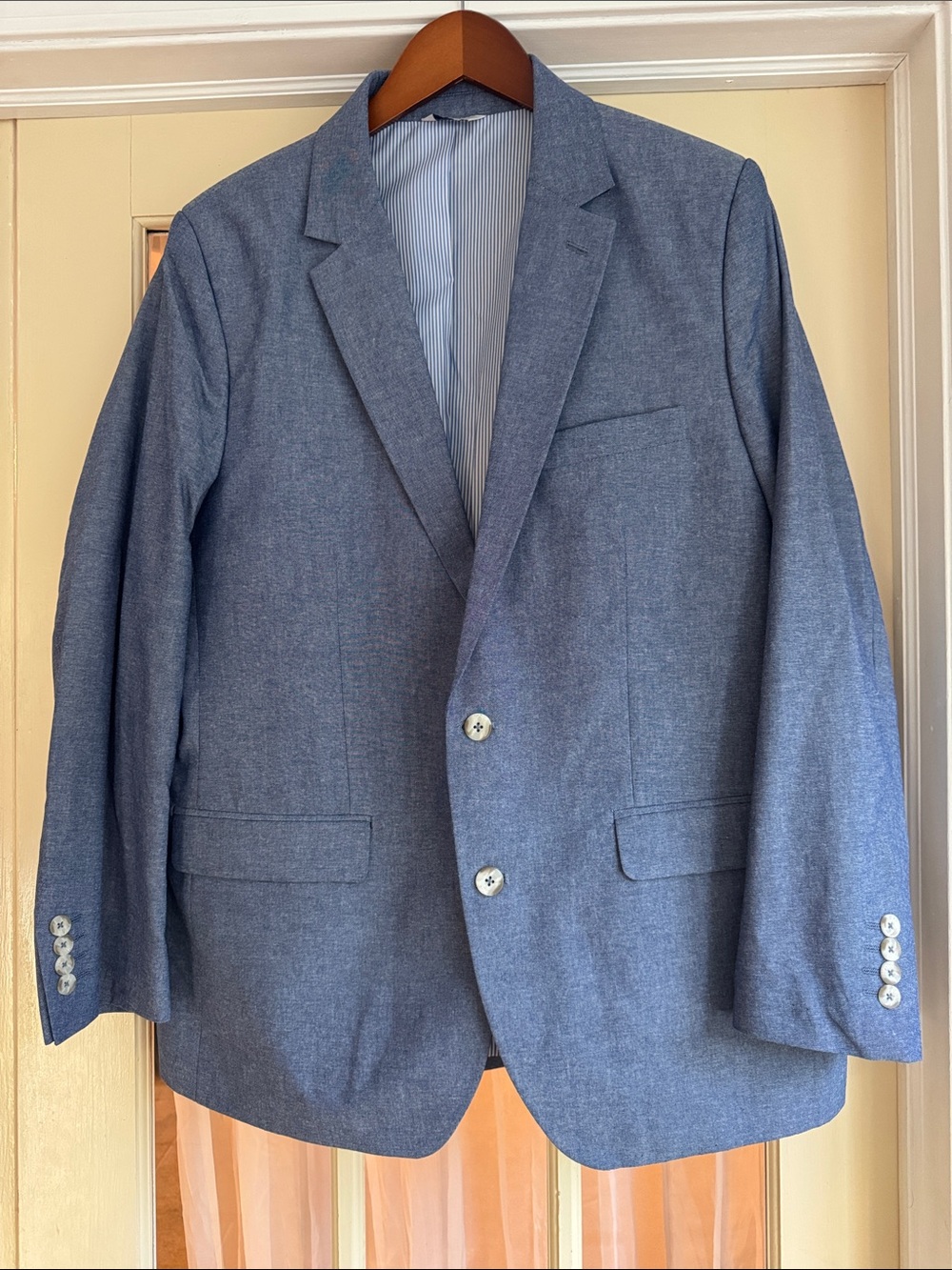 Croft & Barrow Men’s Blue Cotton Blend Sport Coat Blazer 44R